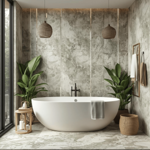 Modern luxury bathroom created from interior design trends