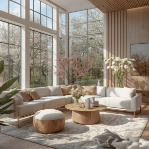 Modern and bright luxury interior living room