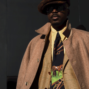 British heritage brand worn by male model