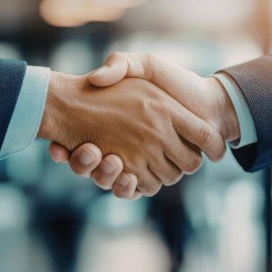 Two professional men shaking hands