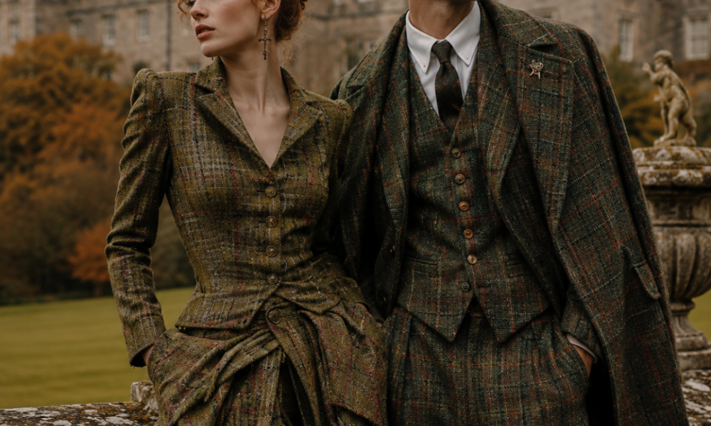 2 models for a British heritage brand photoshoot