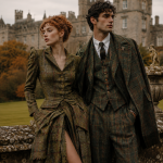 2 models for a British heritage brand photoshoot