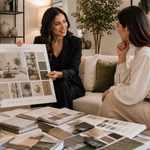 Interior designer meeting with high end client