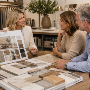 Luxury interior designer meeting with high end client