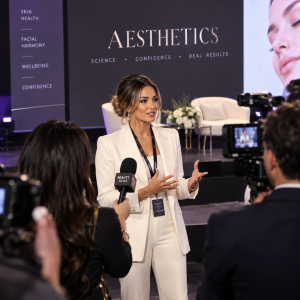 Woman explaining how Aesthetic PR can help propel your brand to media interviews
